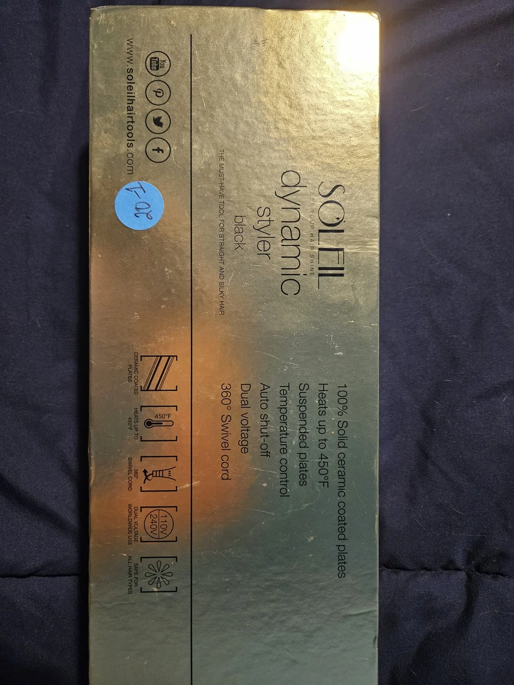 Soleil Dynamic Styler Black Flat Iron Ceramic Hair Straightener Never Used